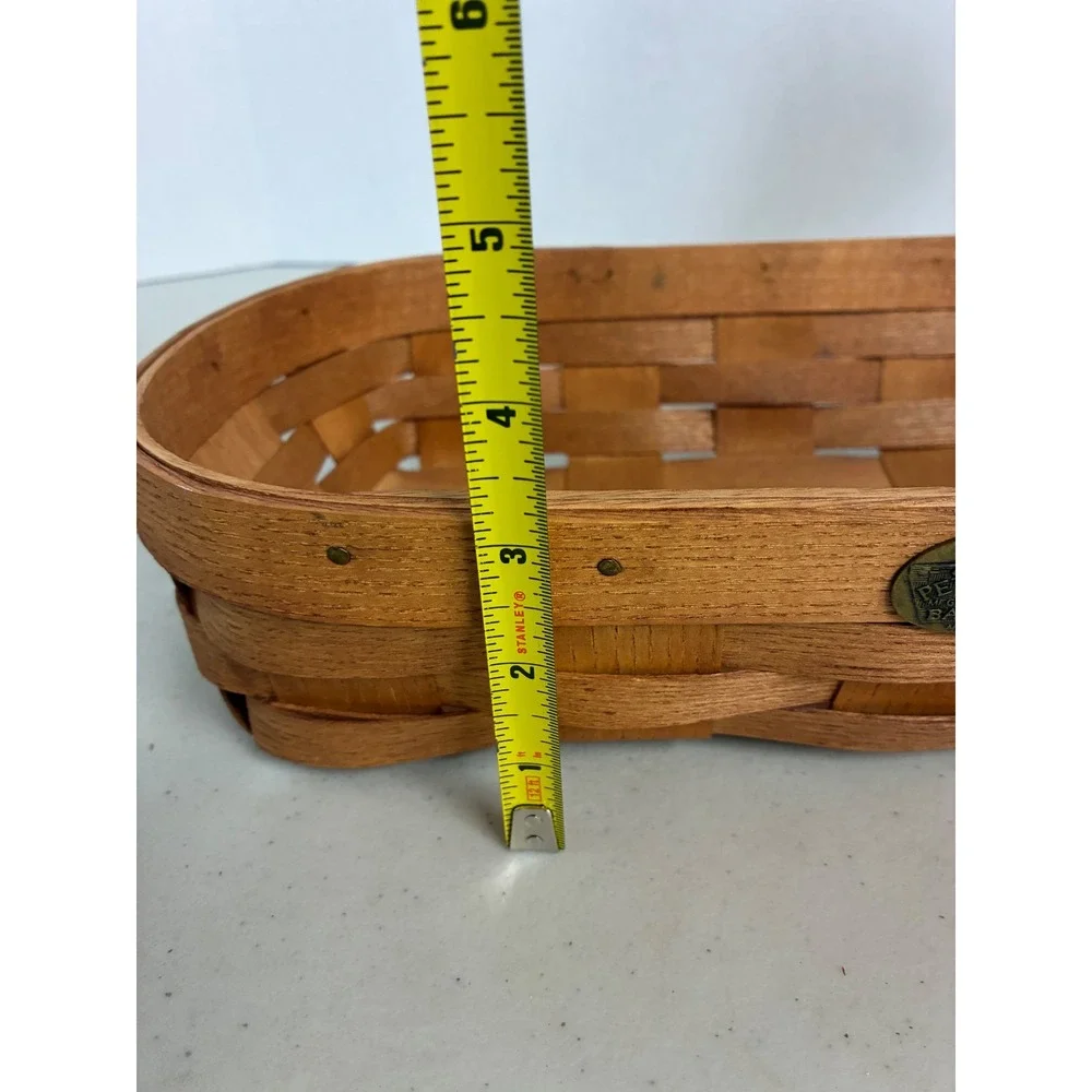 Peterboro Basket Co Handwoven Ash Wood Rectangular Storage Made in USA Brass